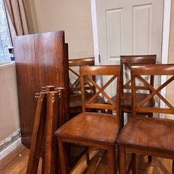 Real Wood Table Set With 4 Chairs 