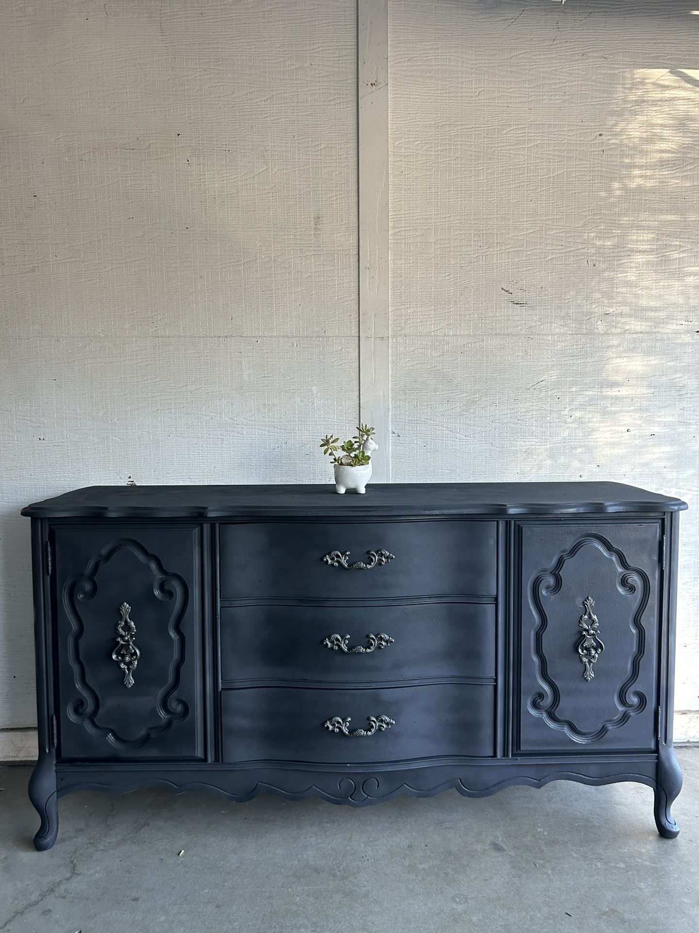 Matte Vintage Black Credenza/Dresser
