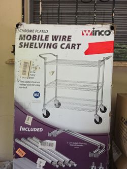 Chrome plated mobile wire shelving cart