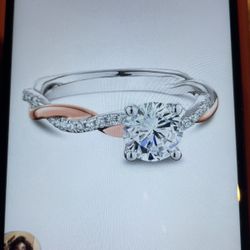 2 tone silver 925 white sapphire size 8