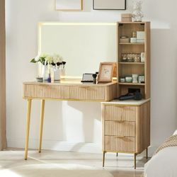Makeup Vanity Table with Lights and Mirror