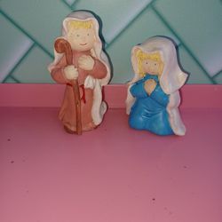 2 Piece Mary And Joseph Clay Look Figures