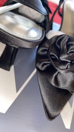 black flower stiletto heels