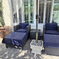 5 Piece Patio Club Chairs With Ottomans
