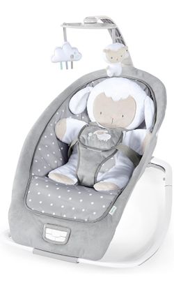 Ingenuity 2-in-1 Lightweight Infant to Toddler Rocker and Baby Bouncer - Tummy Time Mat, Vibrations & Sounds, 0-30 Months Up to 40 lbs (Cuddle Lamb)