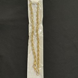 Gold Chain Rope Necklace 18k Real Gold Plated