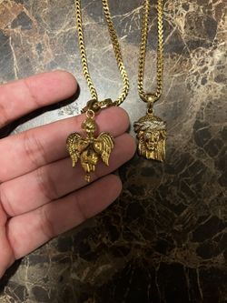 Yellow Gold 18KT Gold Plated (Jesus Piece , Angel Piece,)