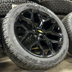 22" Black Snowflake Style Wheels GMC Escalade Falken 285/45R22