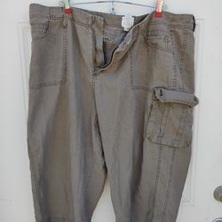 Gray Cargo Pants with Straight-Leg Cut