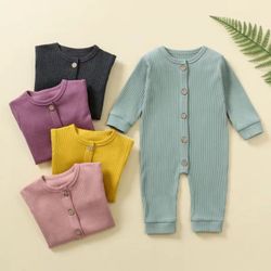 Unisex Baby Ribbed Playsuit Romper Set 
