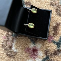 Diamonds And Green Stone Hoops 