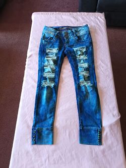 Salvage Elite Women's Skinny Distressed Blue Jeans Size 5/6