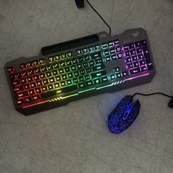 AULA Gaming Keyboard, T102 104 Keys Gaming Keyboard and Mouse Combo with RGB Backlit, All-Metal Panel,