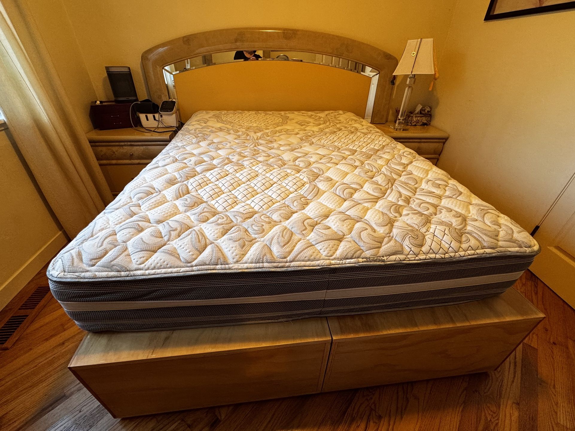 Wooden Bed Frame Set w/ Mattress, 2 Nightstands & Vanity. Set Of 5 Items! – $490 OBO