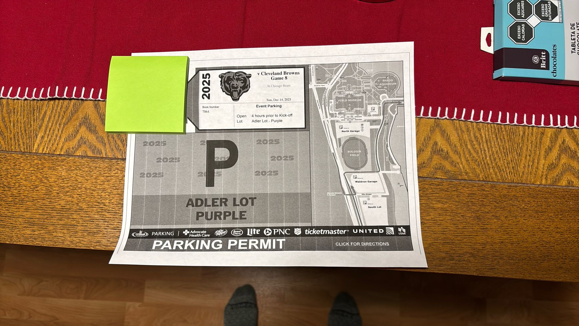 Chicago Bears Parking Pass