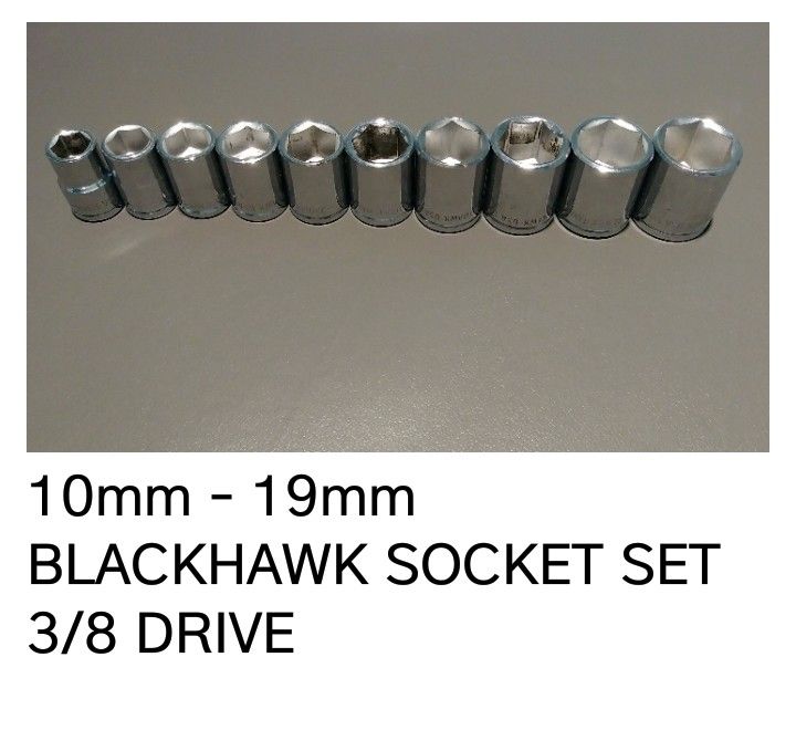 10mm-19mm Blackhawk Socket Set 3/8 Drive