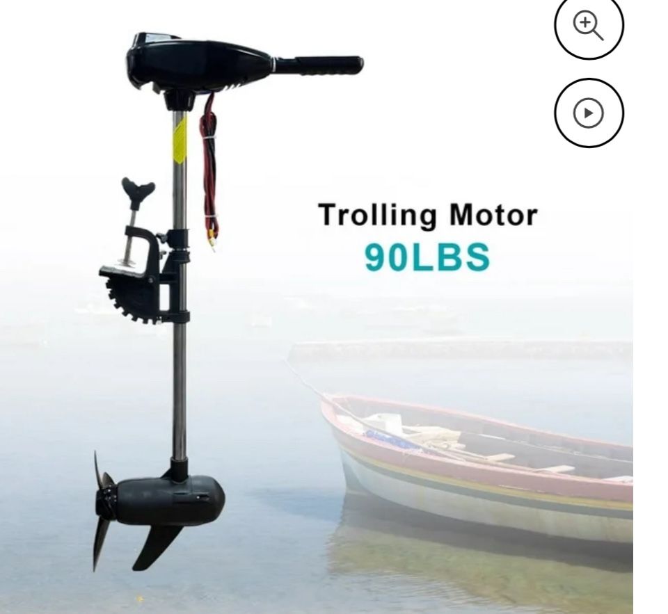 90 lbs Thrust 8 Speed Electric Outboard Trolling Motor with Adjustable Handle, Suitable for Saltwater and Freshwater