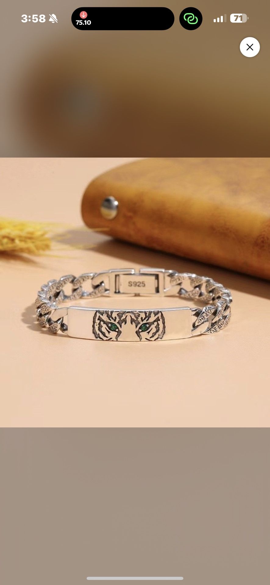 8.5in 925 Tiger Bracelet