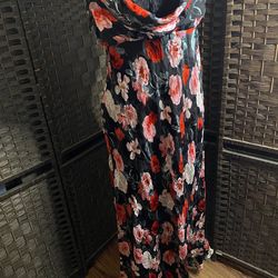 Victoria's Secret Black Slip with Red and Pink Floral Print