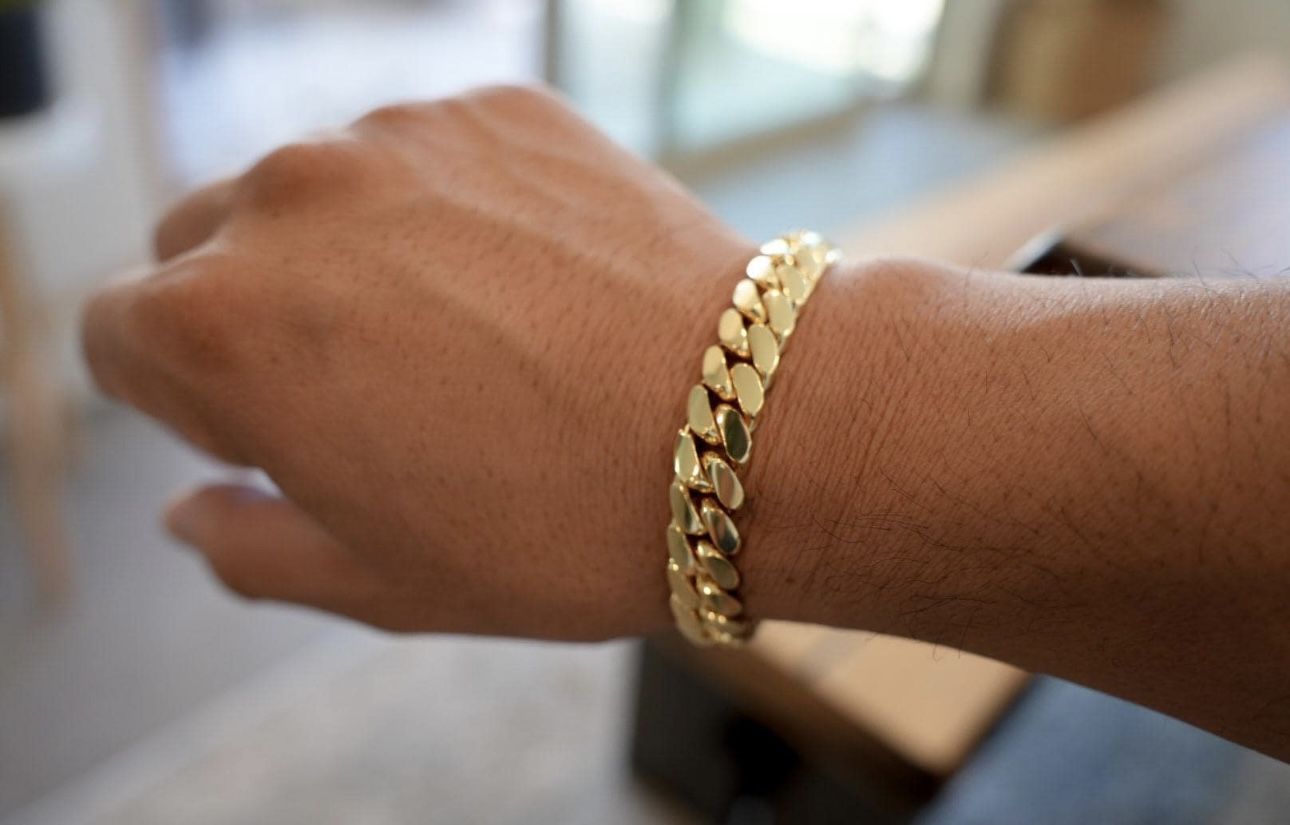Handmade Miami Cuban Bracelet | 14K Yellow Gold 5x Plated
