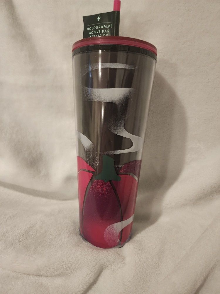Starbucks Hollogram Pink Pumpkin Tumbler 
