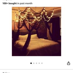 Comtelek 8 Corner Bed Canopy with 100 LED Star String Lights