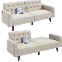 New. 63" Convertible Couch Small Futon Sofa Bed