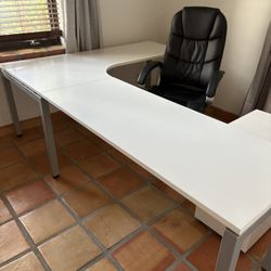 Contemporary Home/Office Furniture—Exec Chair, Hutch, L Shaped Desk, Rolling 2 Drawer Cabinet 