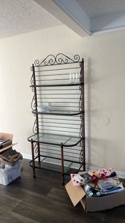 Vintage Metal & Glass Baker’s Rack / Display Shelf – $75