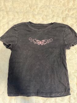 Dark Gray Butterfly Graphic T-Shirt