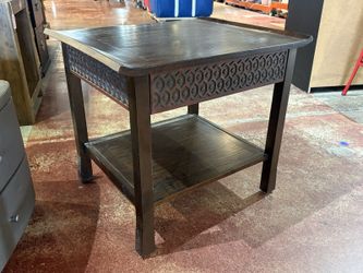 Earthy Single Drawer Accent Table w/ Hexagonal Carving