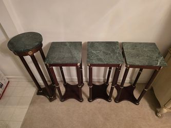 Green Marble Top Plant Stands