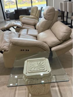 2 Glass Side Tables Ivory base -match ivory couch perfectly