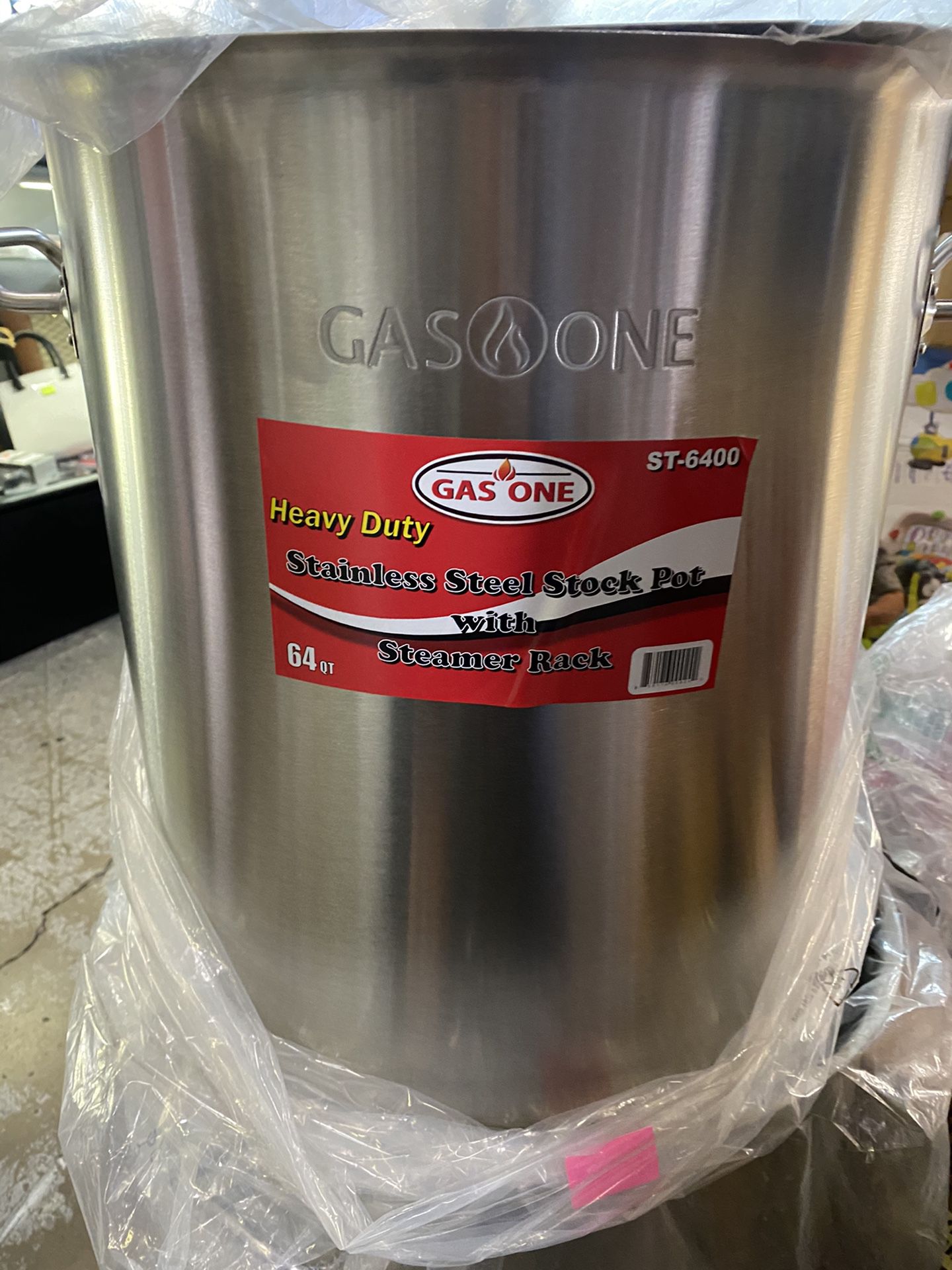 Gas one heavy duty stainless steel stock pot with steamer rack 64 qt‼️‼️‼️‼️‼️‼️‼️