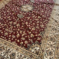 Traditional Persian-Style Area Rug – Burgundy / Cream – Durable