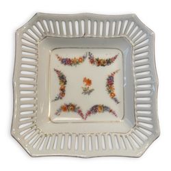 Vintage Floral Bavaria Schumann Arzberg Porcelain Trinket Dish Square Shaped Bowl