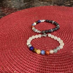 Pulseras Curativas De Piedras Volcánica Y 7 Chackras