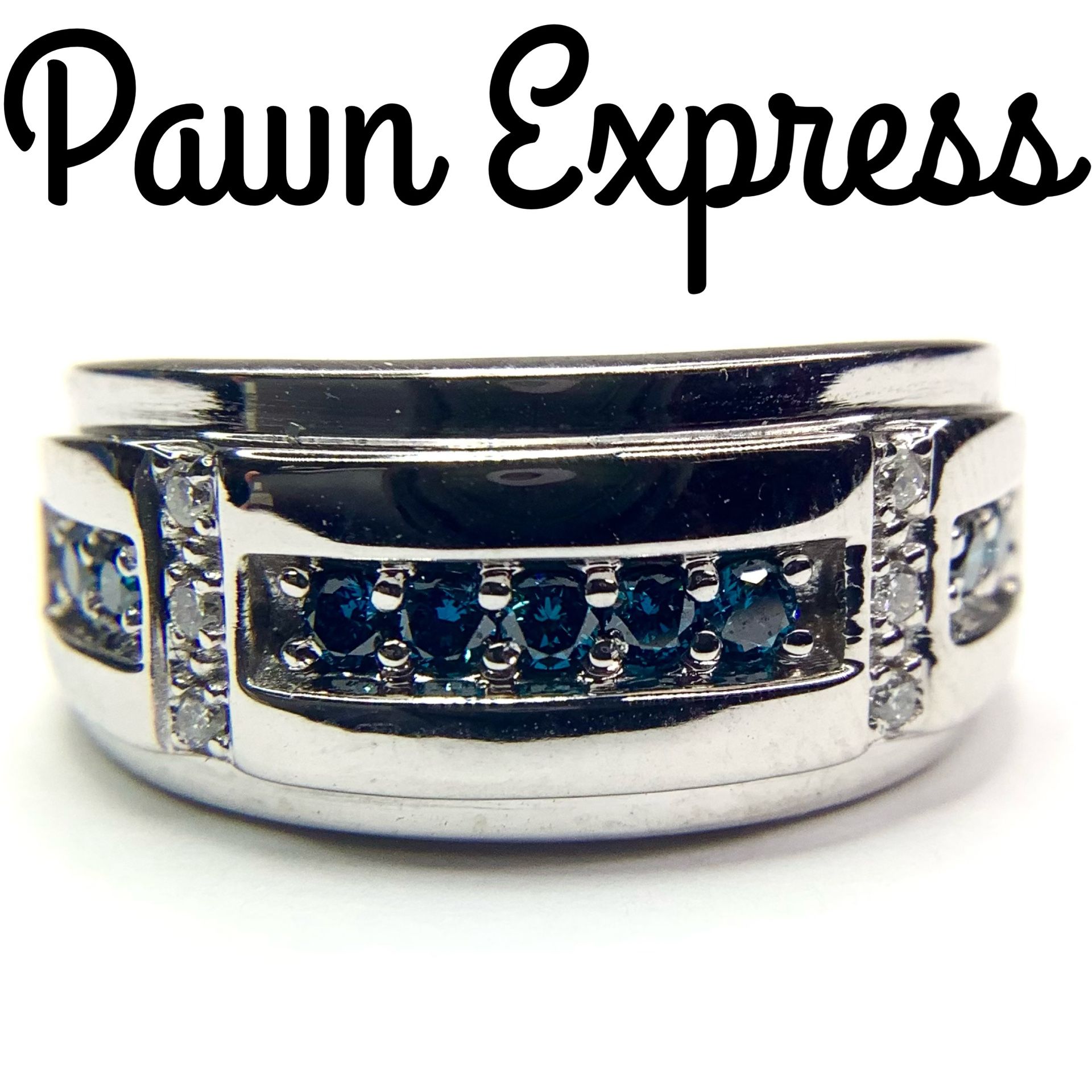 10K Blue Diamond Ring Band 