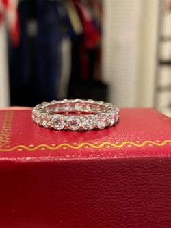 14K WHITE GOLD CZ ETERNITY RING H