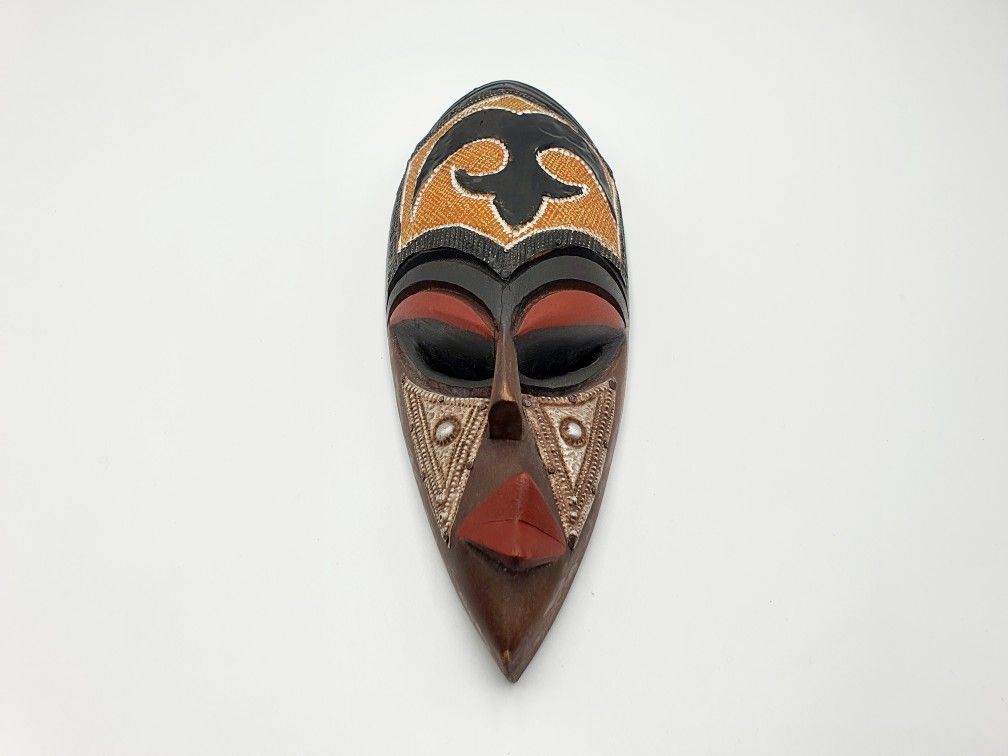 Medium Adinkra Symbol Handcrafted Wood African Face Mask Wall Hanging Decor