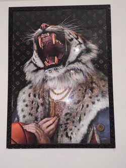 Framed Tiger Art Print with Ornate Black Frame