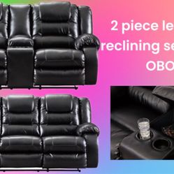 2 Piece Leather Reclining Set 