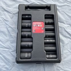 NEW! Craftsman 12 PC 6pt 1/2” Drive Deep Well Impact Socket set 