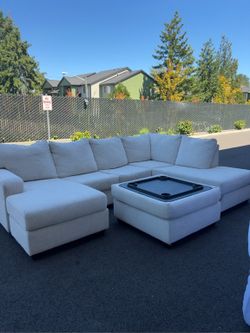 Oversized Modular Sectional w/ Ottoman & Tray – $950