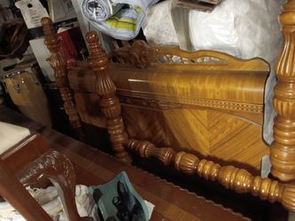 Two Full Size Vintage All Wood Bed Frames Complete 