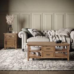 Claremont Light Brown Castered Storage Cocktail Table