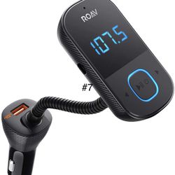Anker Roav SmartCharge F3 Wireless Bluetooth 4.2 FM Transmitter for Car, Audio Adapter and Reciever Car Kit, 1.44 Inch Display, Dedicated App, Quick C