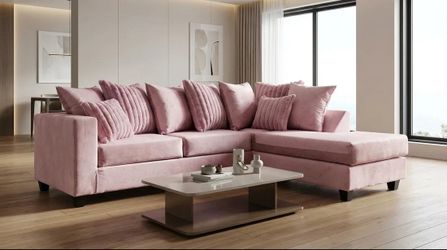 Pink Velvet Sectional Sofa – Modern & Elegant
