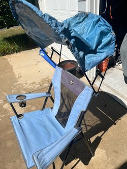 Tailgate chairs and umbrella tent, three chairs one tent