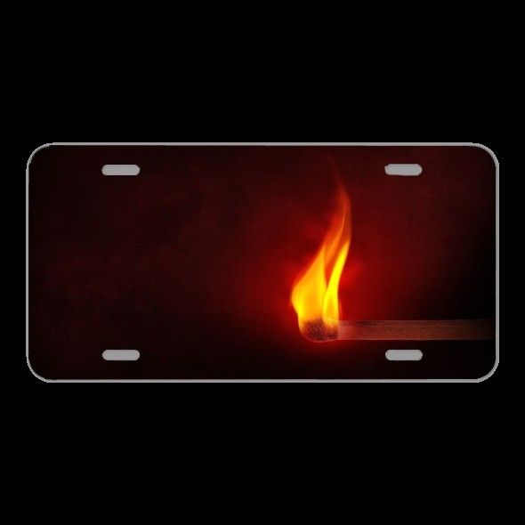 License Plate Novelty Car Front Flame Fire Match Beautiful Hot Burn